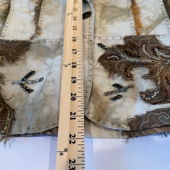 Boho Western Beaded Embellished Blazer Jacket Distressed Tie Dye – Size M - Picture 8 of 10